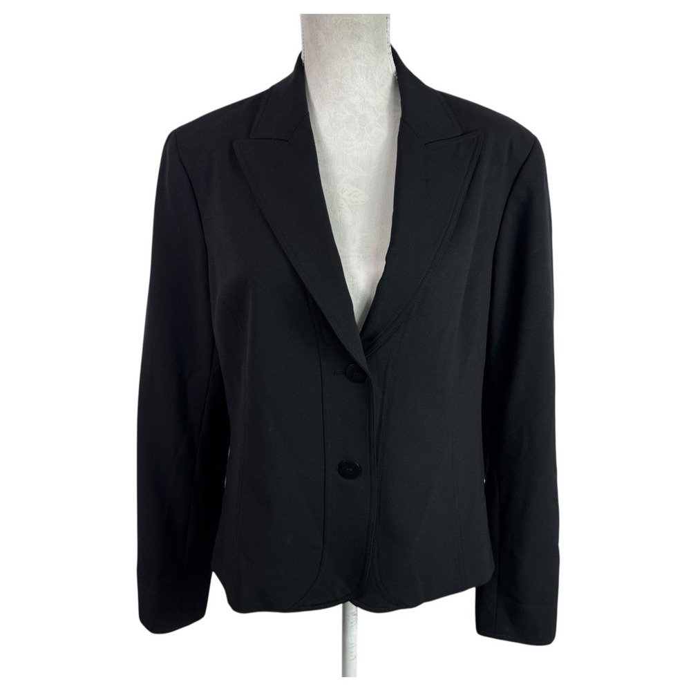 Lafayette 148 Womens 14 Two‎ Button Wool Blend Blazer Black EUC